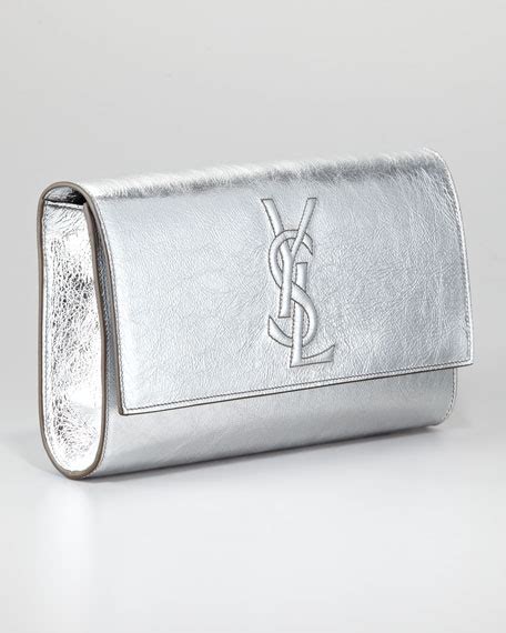 yves saint laurent silver clutch|authentic ysl handbag clutch.